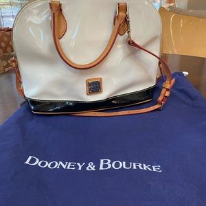 Dooney & Burke Black/white patent leather satchel